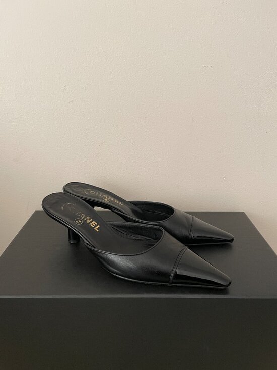 CHANEL Shoes - CHANEL Leather Kitten Heels Slip On